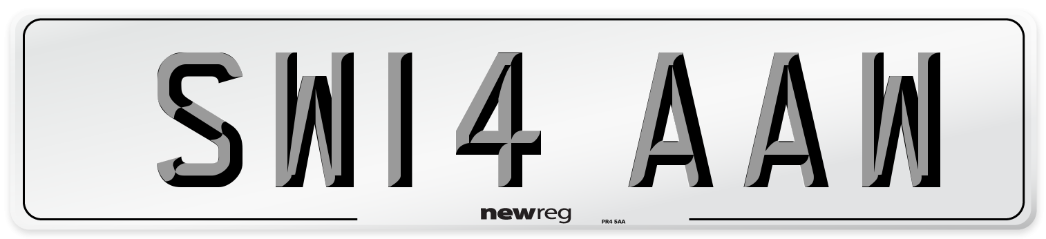 SW14 AAW Number Plate from New Reg